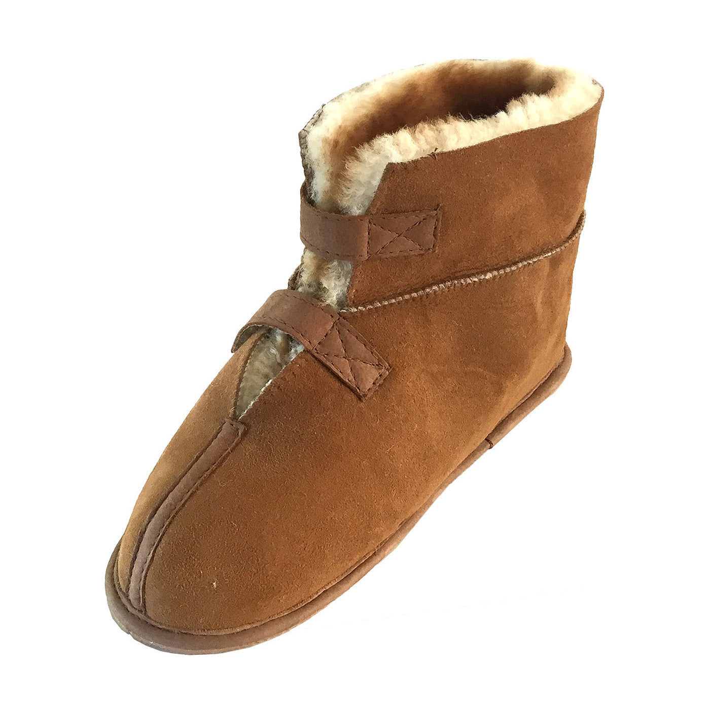 Women's Warm Sheepskin Cabin Slippers with Adjustable Velcro Closure - Cozy Indoor/Outdoor House Shoes for Winter Comfort at Home