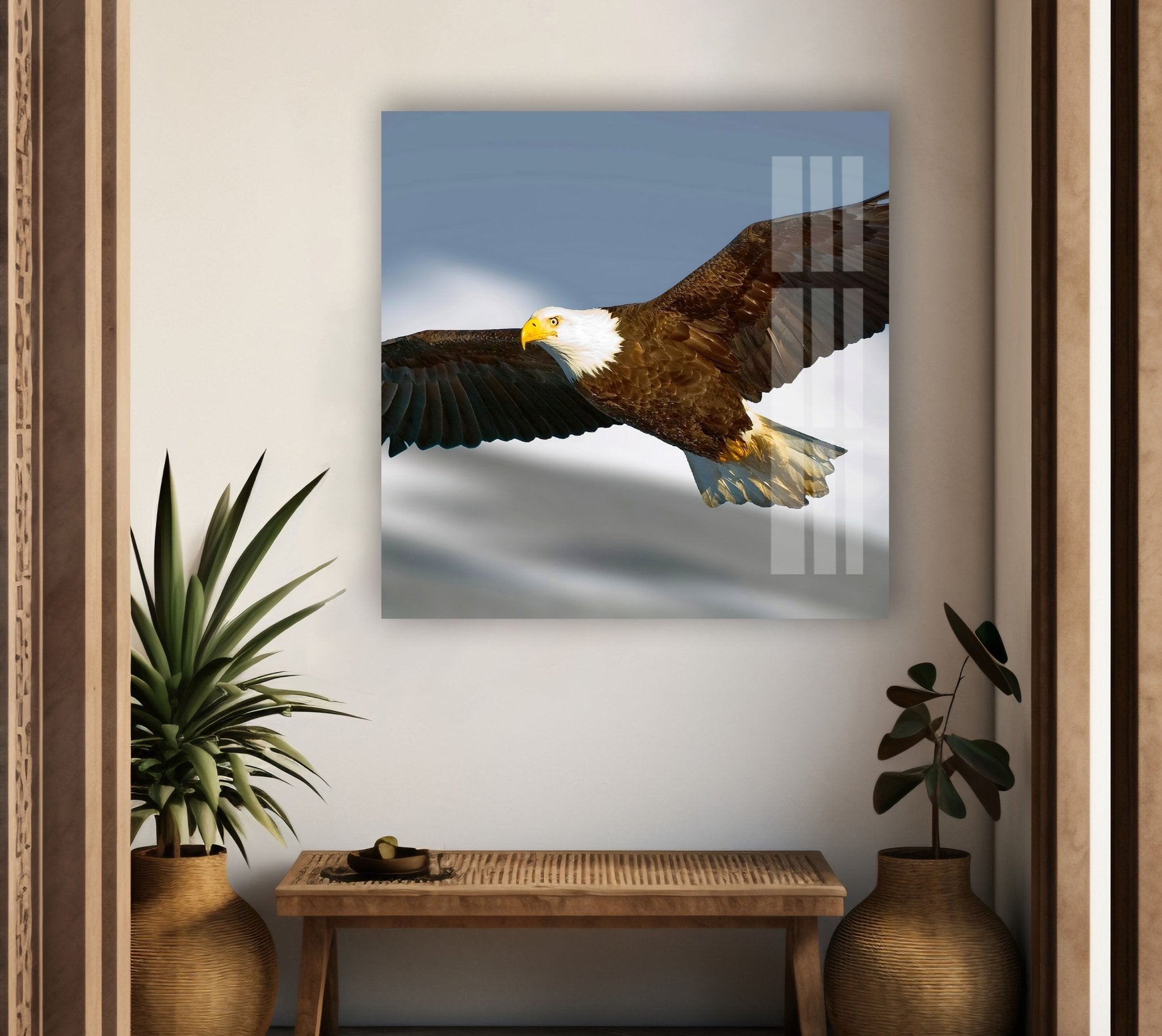 American Eagle Glass Wall Art - Handcrafted Home Decor for Living Room, Office & Gifts | Patriotic Eagle Design for Wall Display