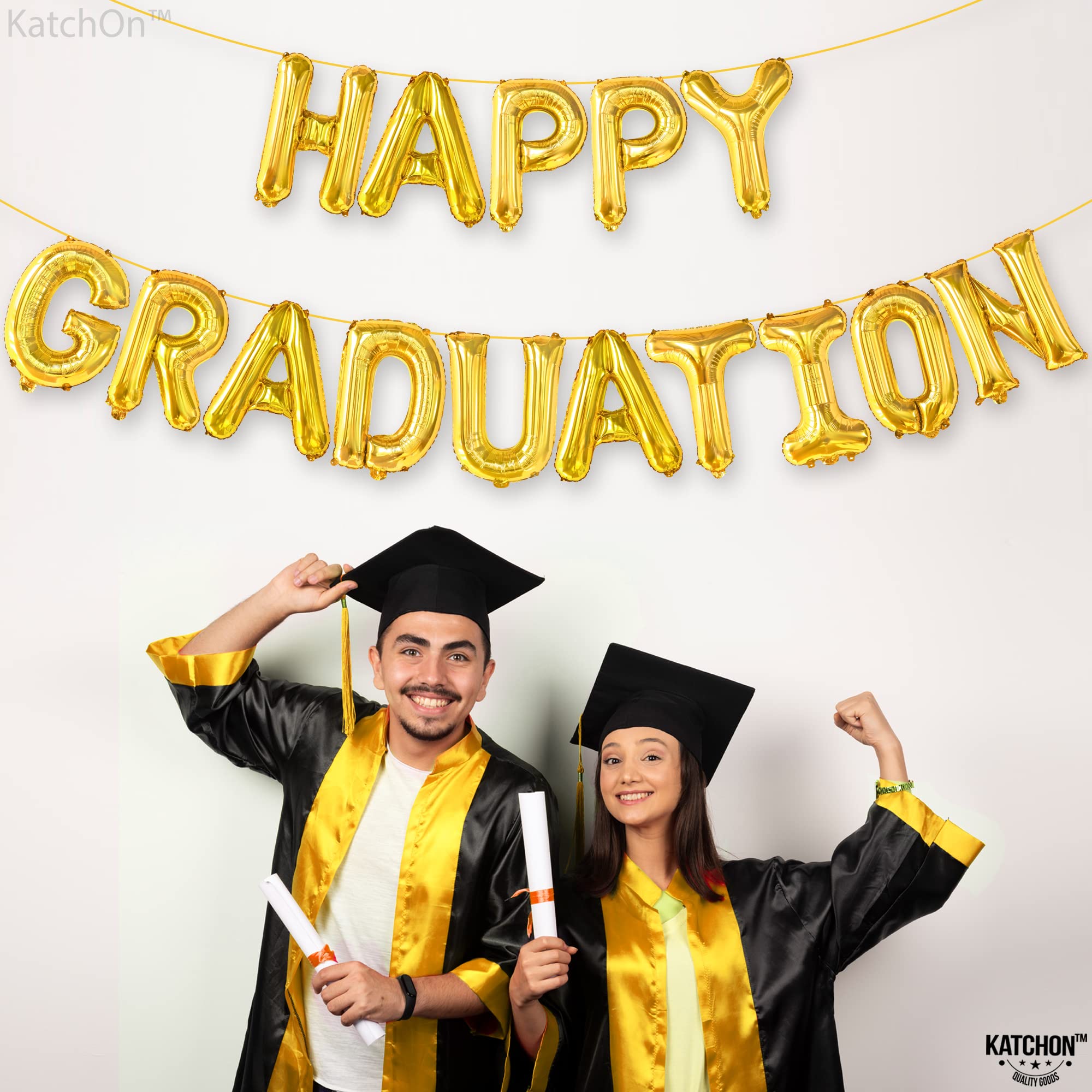 KatchOn 16 Inch Gold Graduation Balloons - Class of 2025 Foil Balloons for Graduation Party Decorations | Happy Graduation Decor, Graduation Ceremony, Photo Backdrop, Graduation Party Supplies