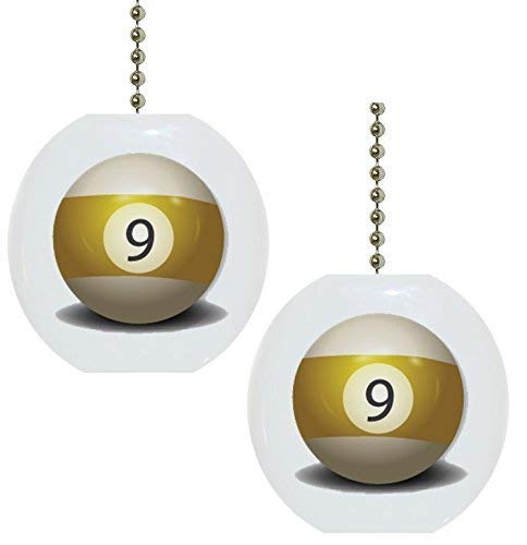 Premium Ceramic 9 Ball Billiards Fan Pull - Stylish Ceiling Fan Accessory for Game Rooms & Sports Bars