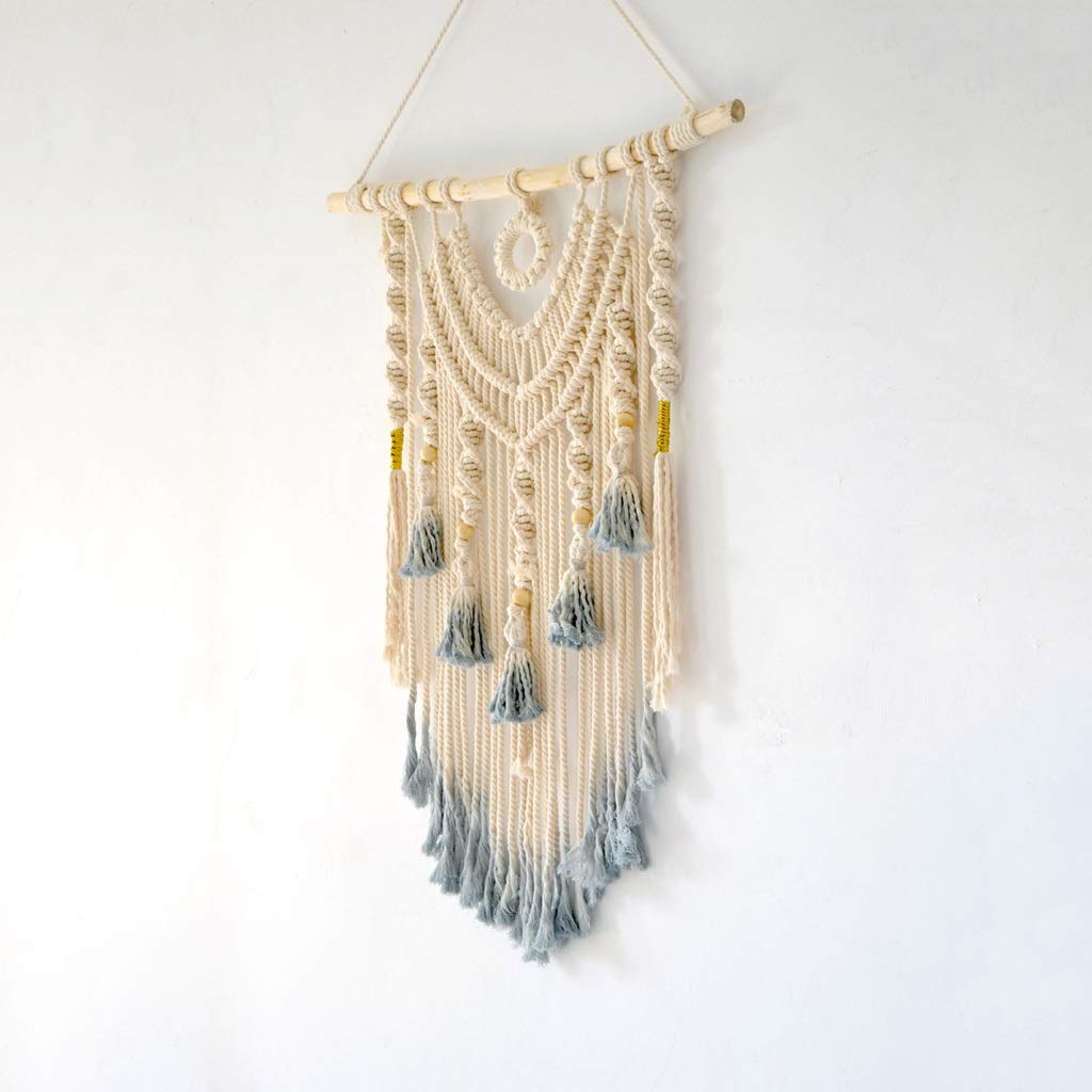 Beige Modern Bohemian Woven Wall Tapestry - Handmade Woven Wall Art Hanging Decor for Living Room, Bedroom, Nursery, Dorm | Perfect for Home Decor, Wedding, Party & Boho Style Interior Design