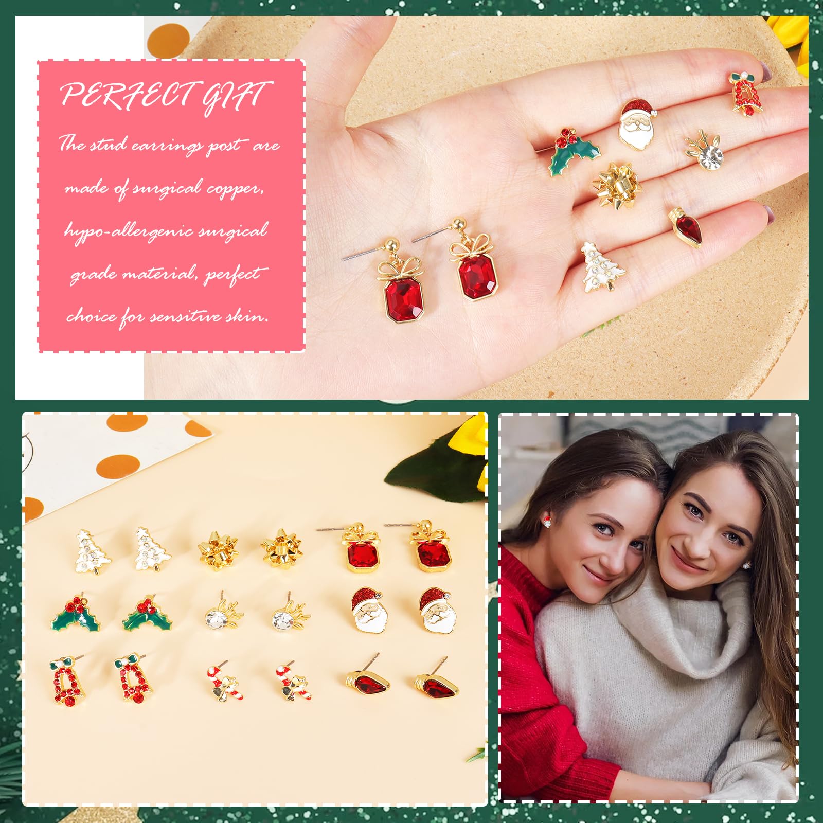 Festive Christmas Earrings for Women - Holiday Dangle Earrings with Christmas Tree, Snowflake & Reindeer Designs - Elegant Jewelry Gift for Parties & Outfits - Perfect for Christmas Celebrations, Office Parties & Family Gatherings