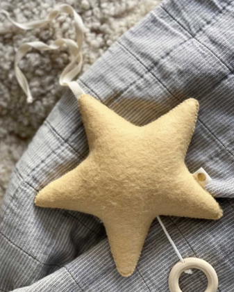 FILTKUGLEN STAR LULLABY Soft Baby Toy - Organic Cotton Nordic Nursery Decor for Newborns & Infants | Perfect for Crib, Stroller & Nursery Room Decorations