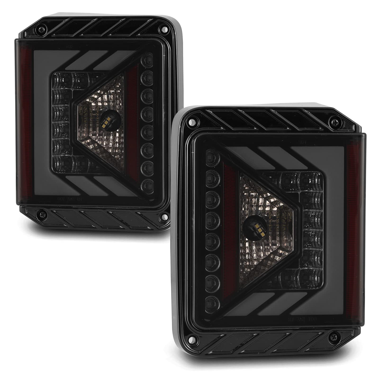 AUTOWIKI LED Tail Lights for Jeep Wrangler JK JKU 2007-2018 - Black Housing Smoke Lens Replacement Taillight Assembly (1 Pair) - Perfect for Off-Roading, Night Driving & Vehicle Customization