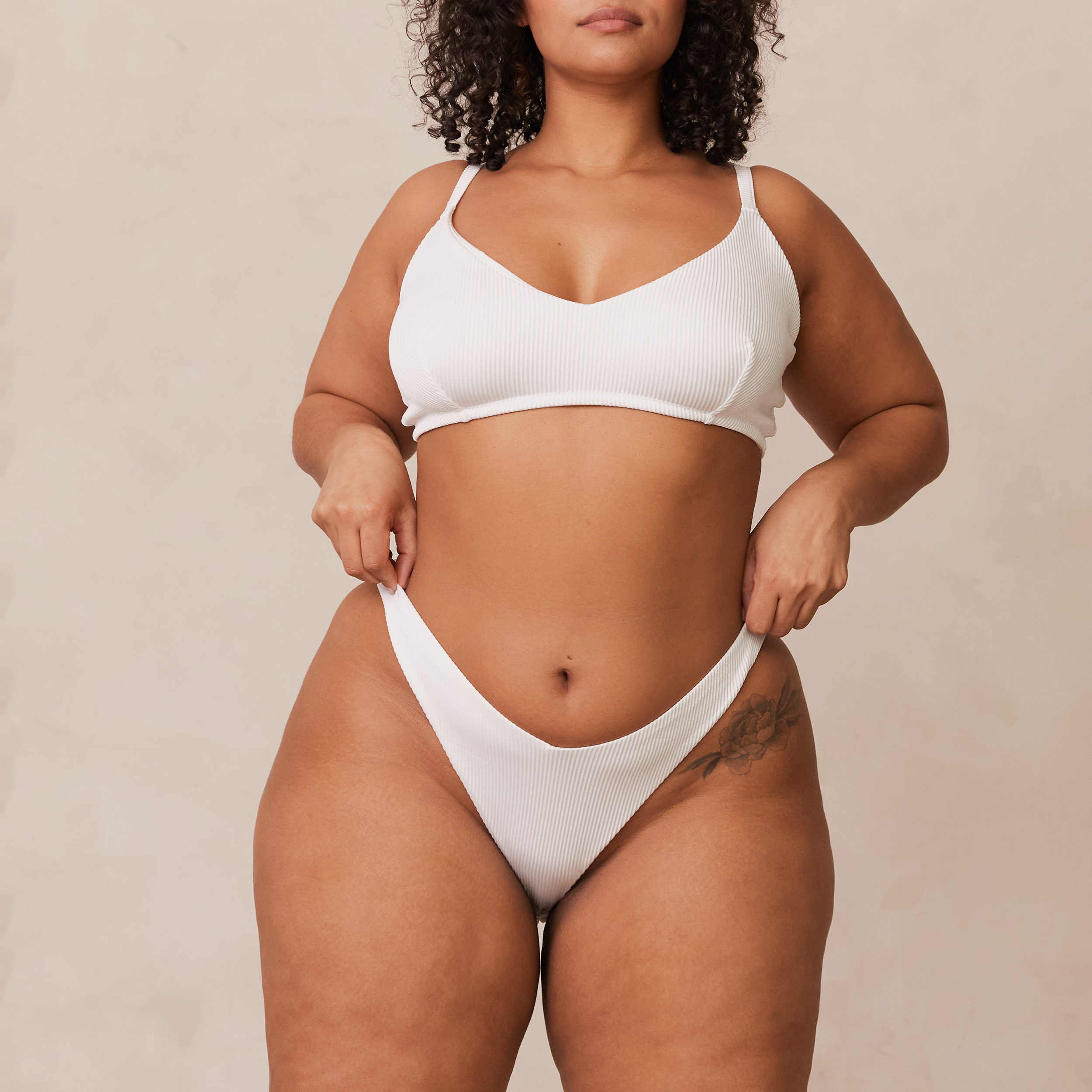 Ribbed Triangle Bra - Comfortable White Bralette for Women | Perfect for Yoga, Lounge & Everyday Wear