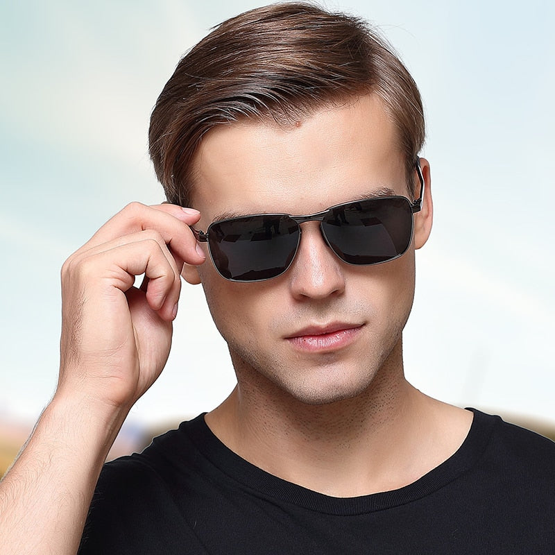 Aidien Men's Semi-Rimless Alloy Aluminum Magnesium Frame Sunglasses 7755 - Lightweight & Durable for Outdoor Sports, Driving & Fashion