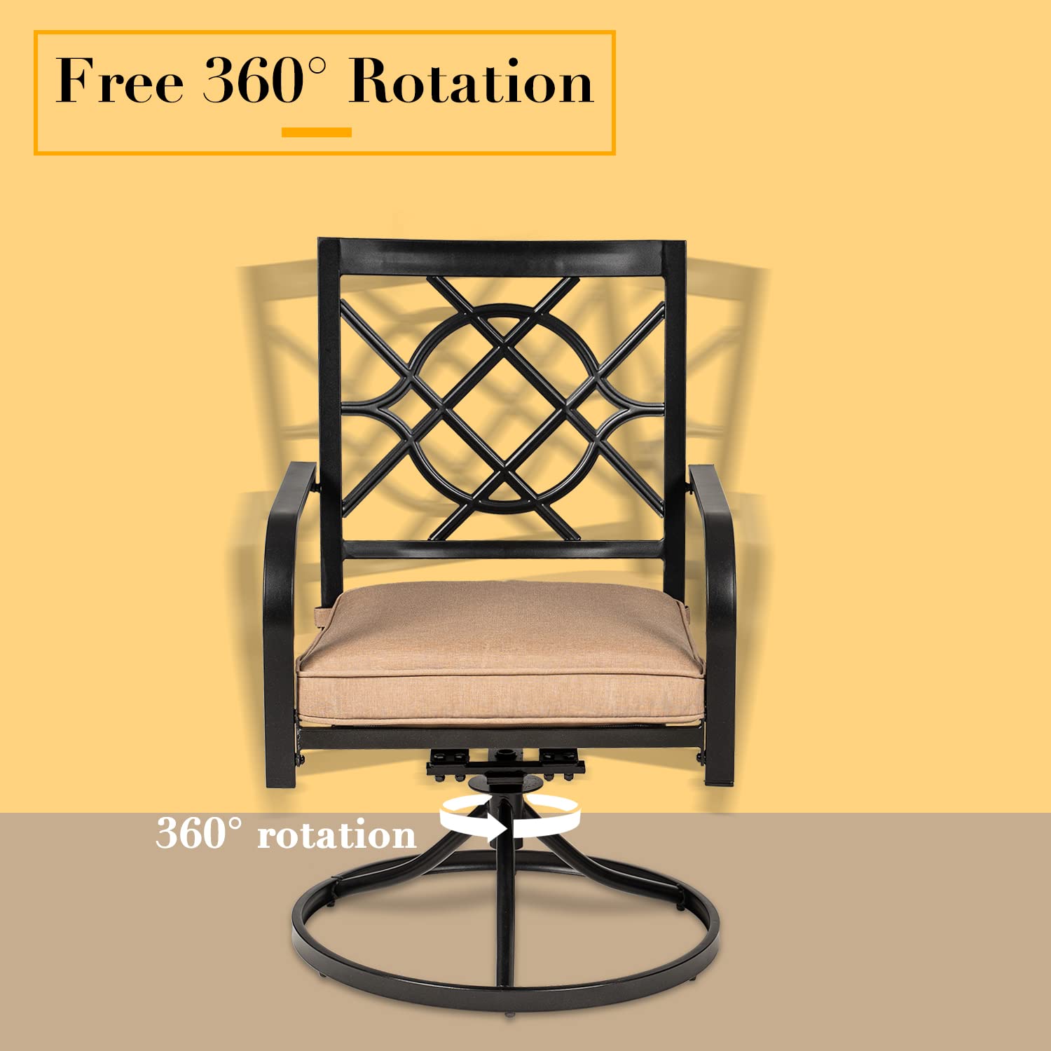 SOLAURA 7-Piece Outdoor Patio Dining Set - 6-Person Metal Swivel Chairs with Slat Table Top & 1.57