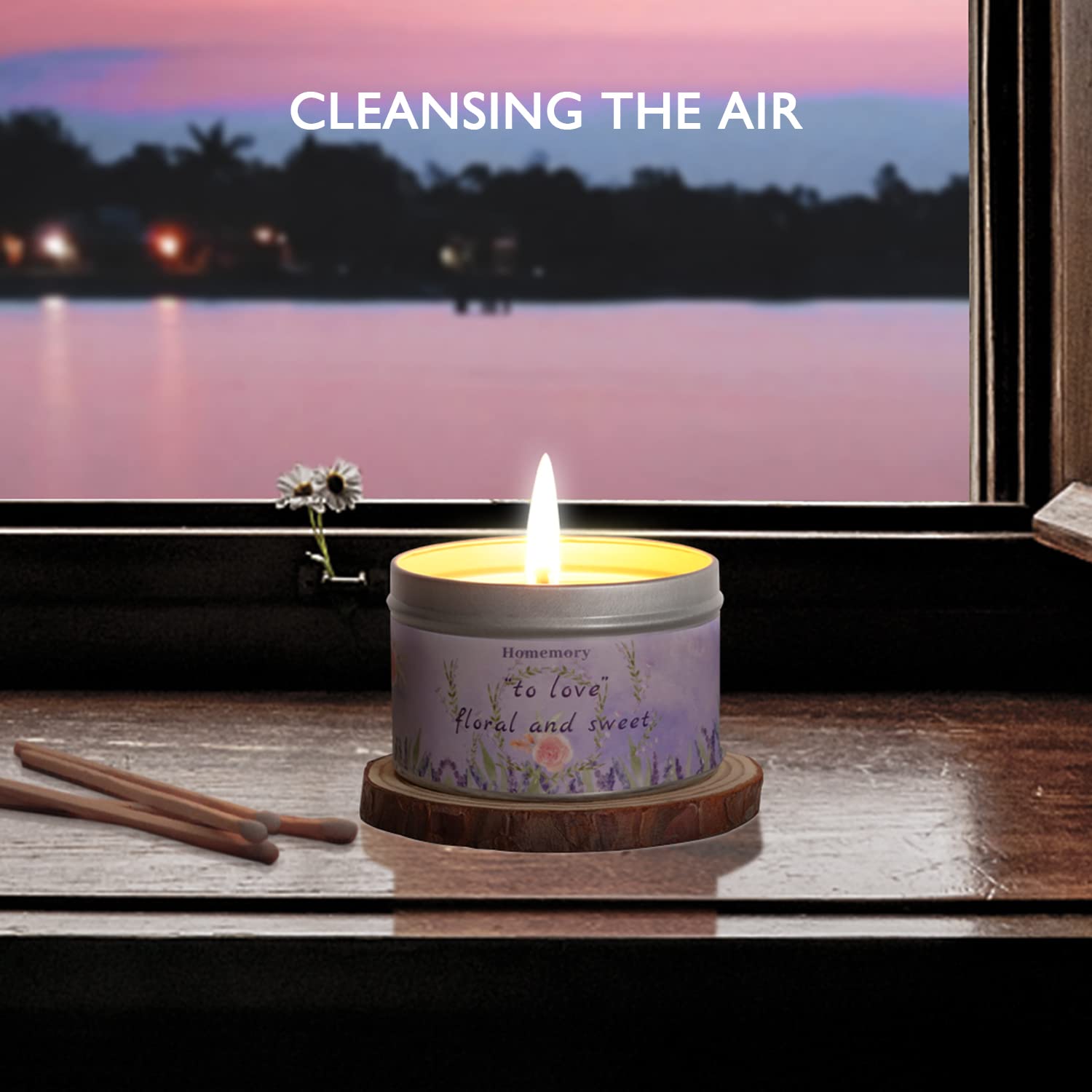 Homemory Lavender & Rose Scented Soy Candles - 6oz Natural Aromatherapy Candles with Essential Oils for Stress Relief, Hand-Poured Home Decor Gifts for Women | Perfect for Relaxation, Meditation & Spa Nights