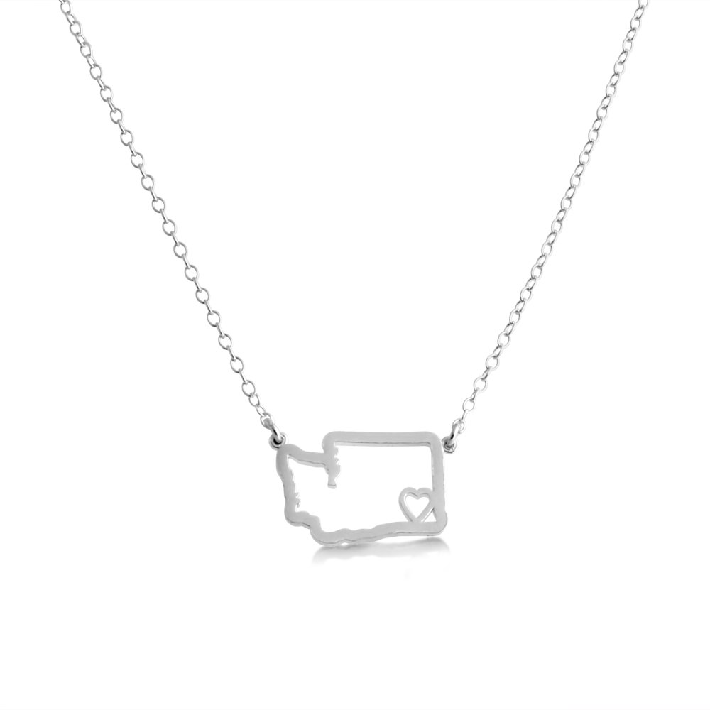 Belcho USA 925 Sterling Silver Washington State Necklace - 