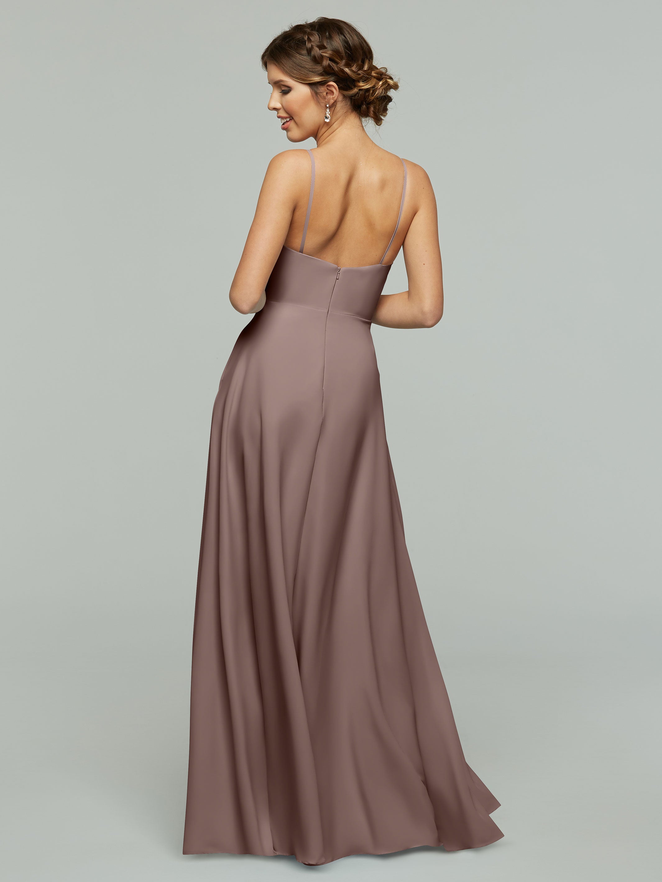 Elegant 83012 Flowy Stretch Chiffon A-Line Bridesmaid Dress with V-Neck - Perfect for Weddings, Parties & Formal Events