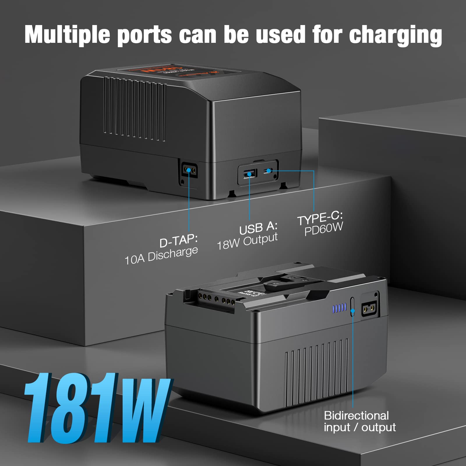 Powerextra V-Lock Battery with 45W PD Fast Charging - 181Wh High Capacity for Sony, Canon, Panasonic Cameras - Perfect for Photography, Videography & On-the-Go Power Needs