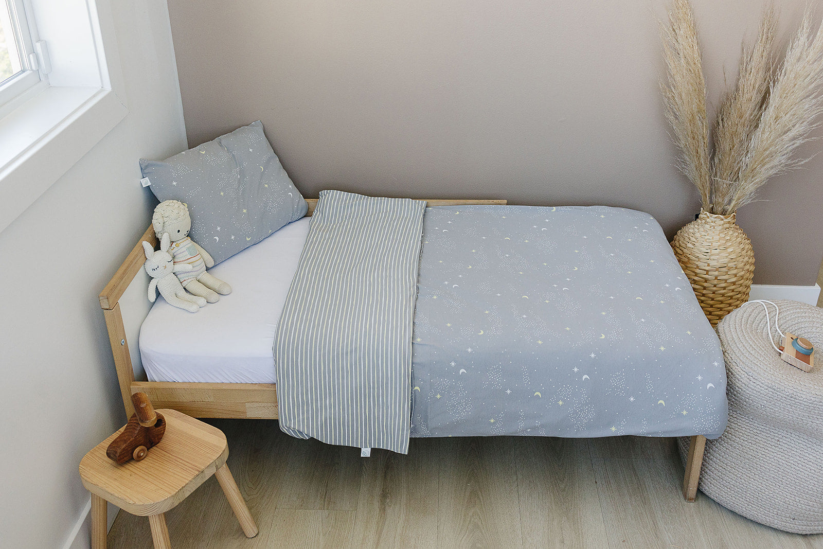 Ecolino® 100% Organic Cotton Duvet Cover for Crib & Toddler - Milky Way Design | Soft & Breathable Baby Bedding for Nursery & Kids Room