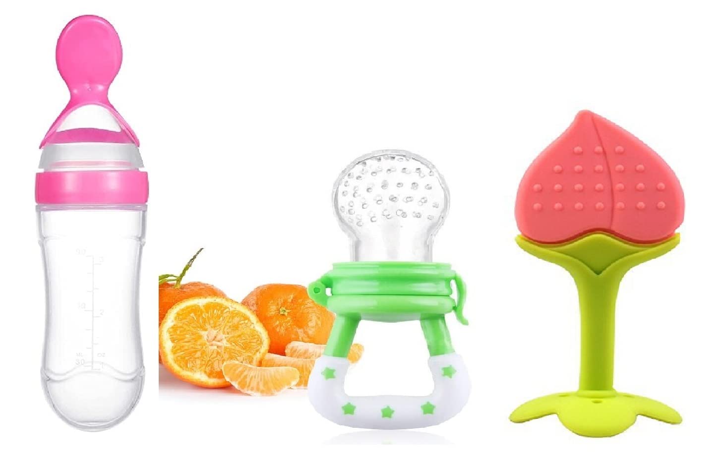 Organic Baby Fruit Feeder & Teether for 6-12 Months | BPA-Free Silicone Nibbler | Safe Chewing Toy for Infants | Perfect for First Foods & Soothing Sore Gums | Combo Pack of 3/10 (Multi Colors) | Ideal for Travel, Home & Daycare Use