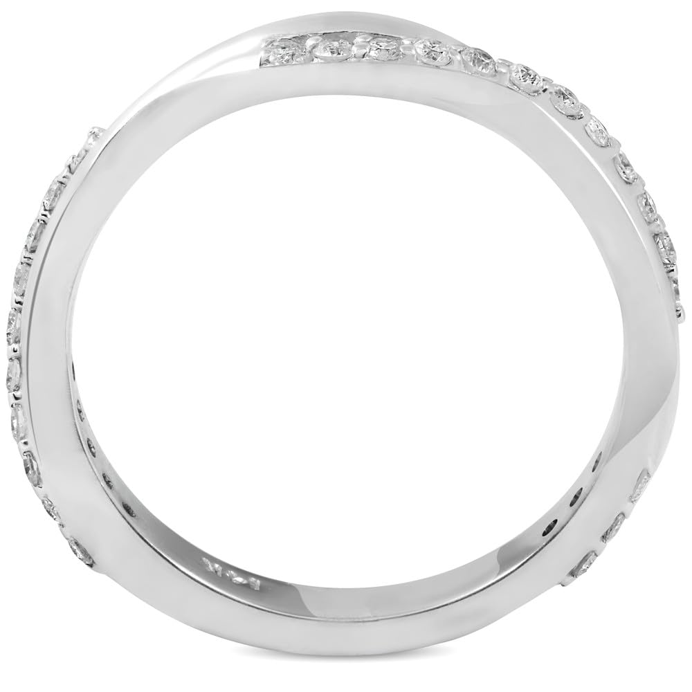 1/4 Carat Diamond Twisted Vine Women's Wedding Ring - 14K White Gold Engagement Band for Brides, Anniversaries & Special Occasions