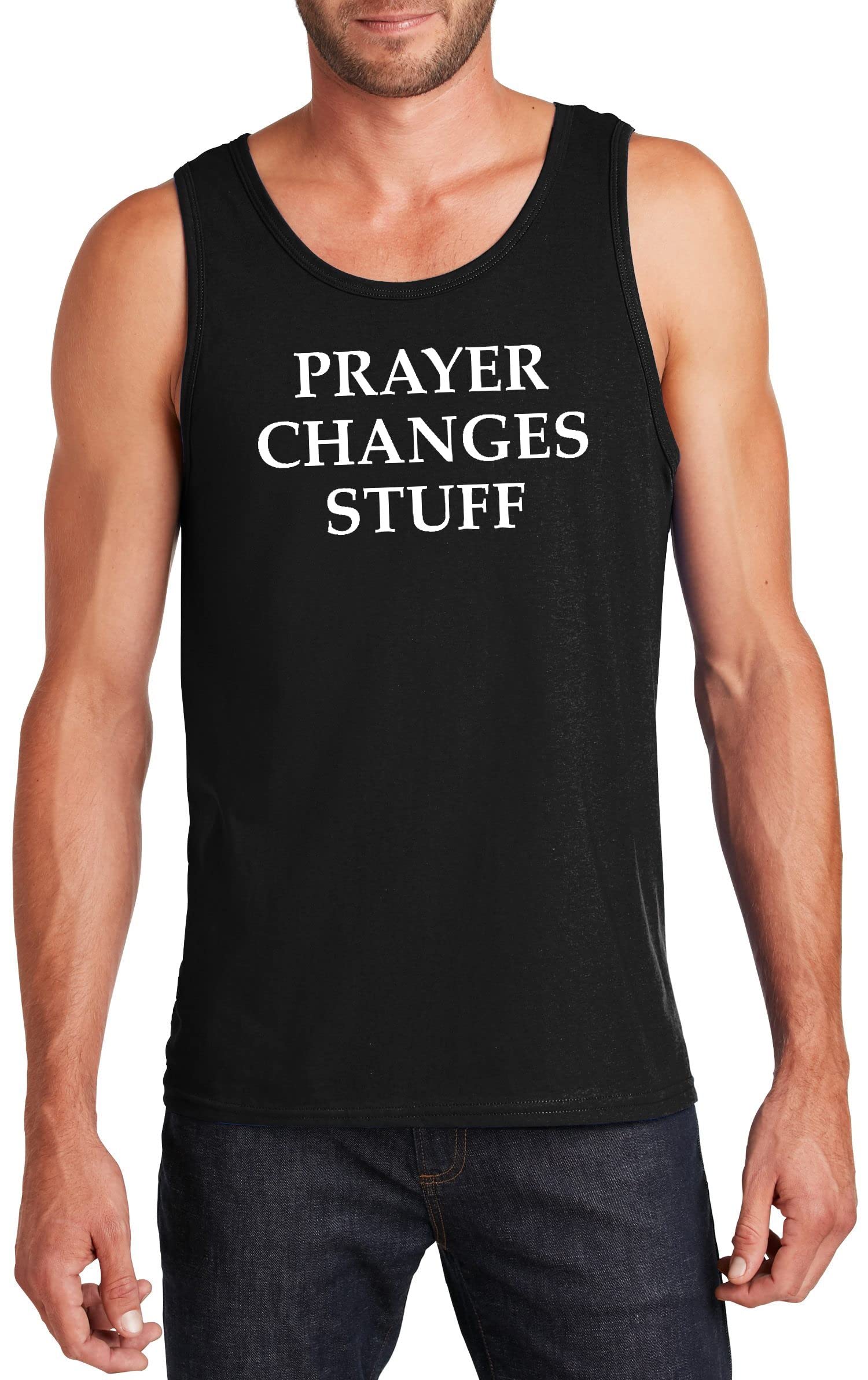 Funny Prayer Changes Stuff Men's Tank Top for Gym & Casual Wear