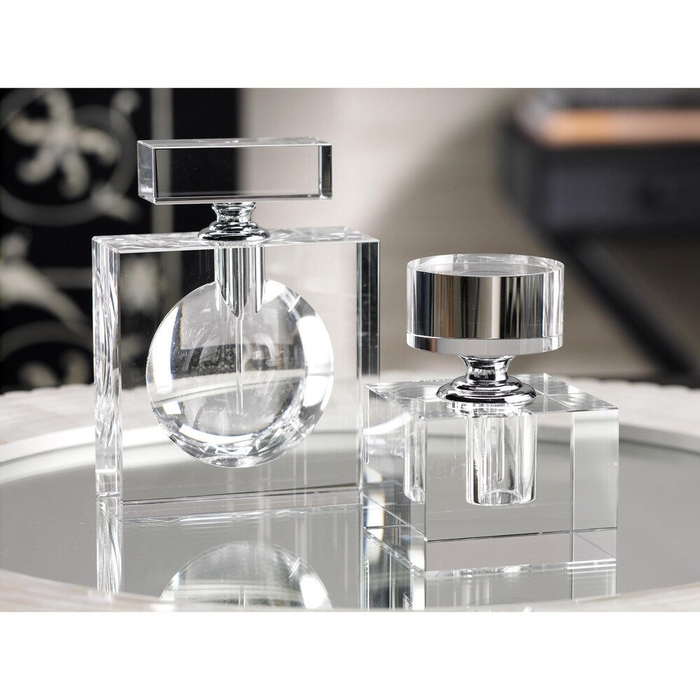 Amari 6 Inch Tall Square Glass Perfume Bottle - Elegant Refillable Fragrance Dispenser for Home, Salon, and Travel Use