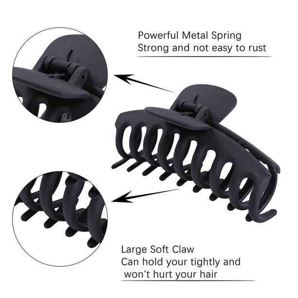 Wolfway 10 Colors Matte Non-Slip Large Hair Claw Clips 4 Inch - Perfect for Thin & Thick Hair - Great for Work, Gym, and Everyday Styling