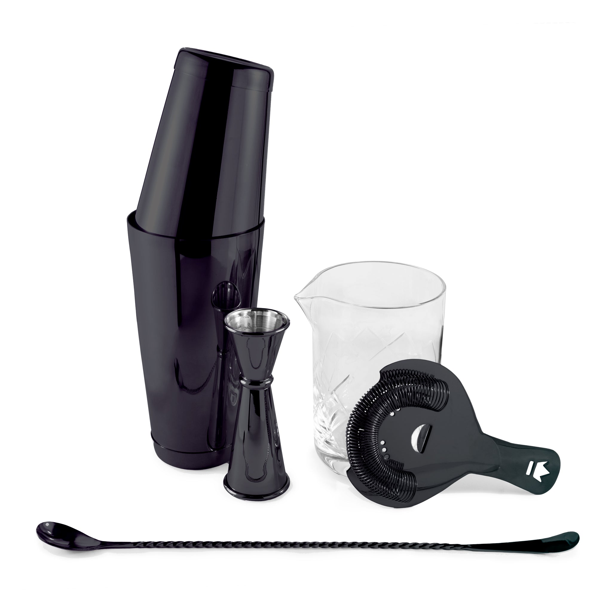 Premium Gunmetal Black Cocktail Set - 18-Piece Bar Essentials for Mixing, Shaking & Serving - Perfect for Home Bars, Parties & Gifts