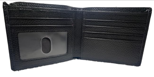 RFID Blocking Wallet for Men - Genuine Leather with Removable Card Protector - Anti-Theft Slim Bifold Wallet for Travel & Daily Use - Pebbled Black