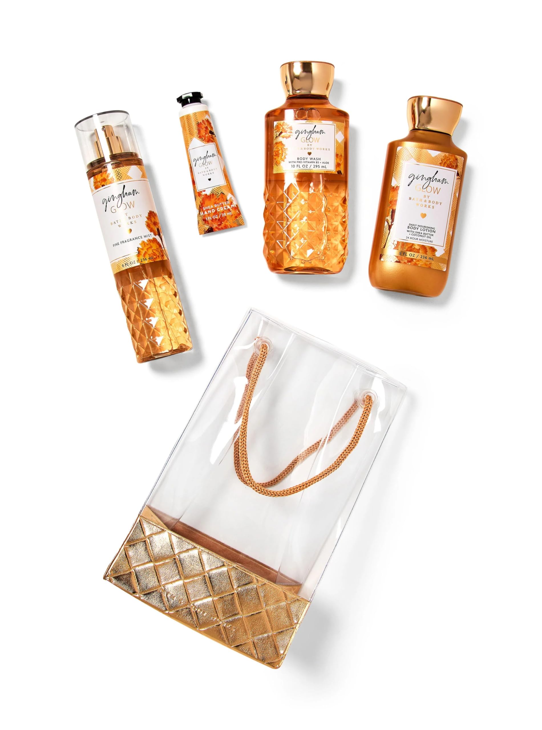 Gingham Glow Bath & Body Gift Set - Fragrance Mist, Body Wash, Lotion, Hand Cream (5-Piece) | Perfect for Self-Care, Spa Days & Holiday Gifting