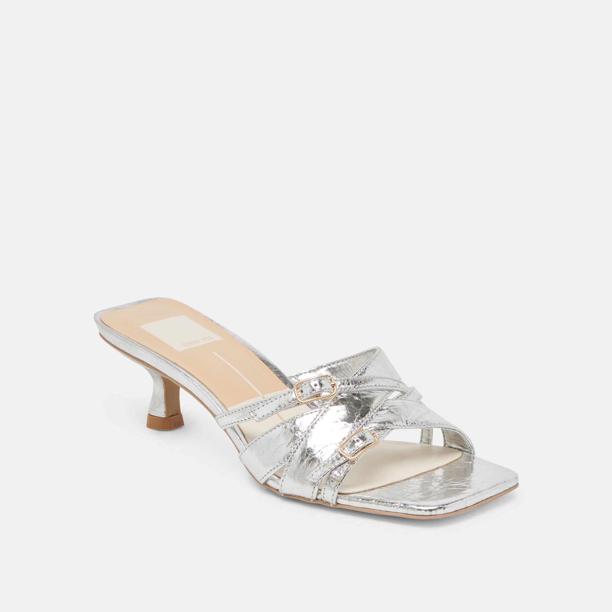 Bryant Heels - Women's Silver Distressed Leather High Heels for Party, Wedding & Evening Wear