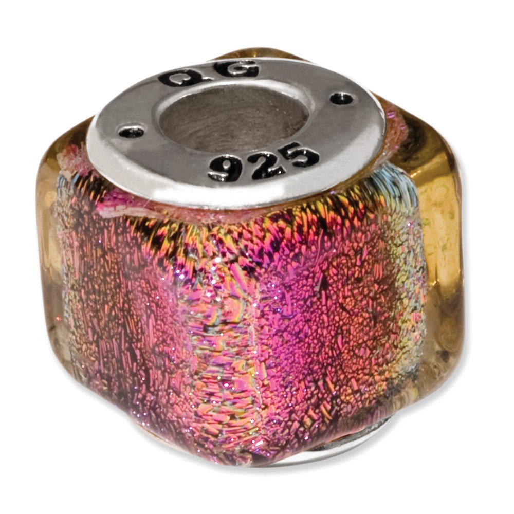Premium Sterling Silver Purple Dichroic Glass Square Beads for Jewelry Making - Perfect for Necklaces, Bracelets & DIY Craft Projects