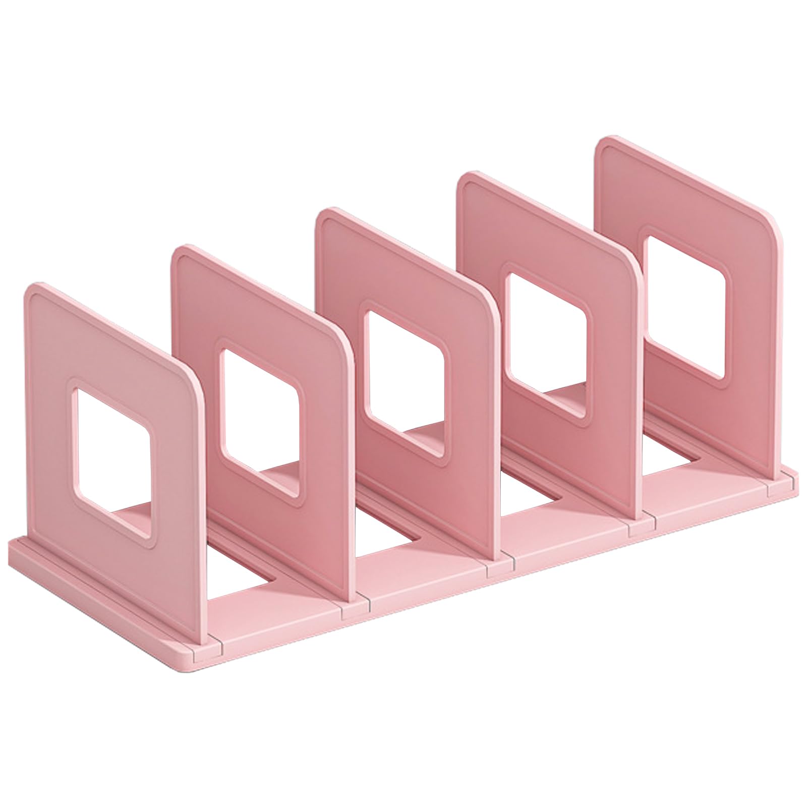 SAYEEC Vertical Desktop File Organizer - 4-Section Adjustable Plastic Book Holder, Shelf Dividers for Desk, Closet, or Office - Perfect for Mail, Magazines, Binders, Purses & Handbags (Pink) | Home & Office Organization Solution