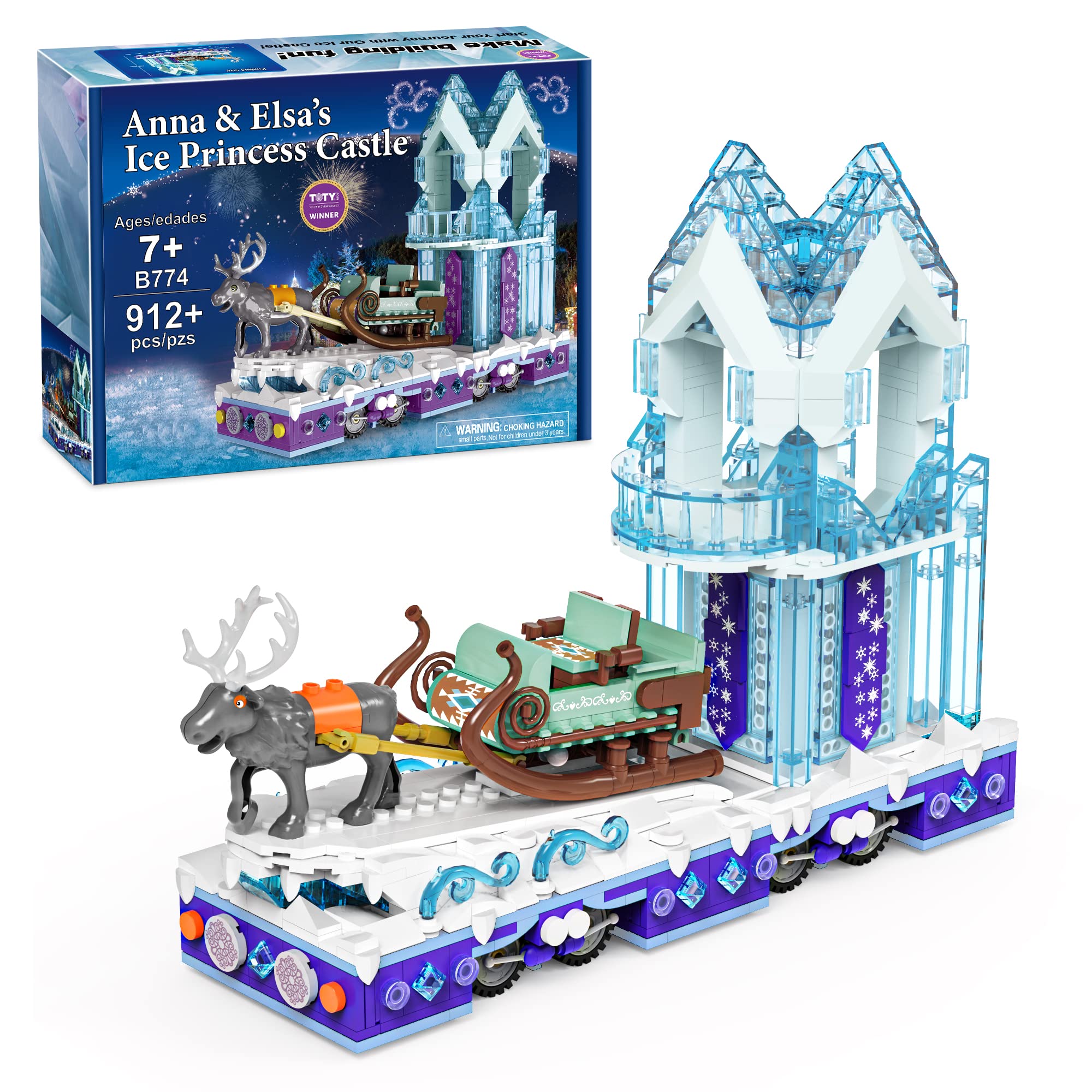 Educiro Frozen Ice Princess Castle Building Set with Reindeer Sven - 912 Piece Movable Toy for Kids Ages 8-12 | Anna & Elsa Themed STEM Educational Gift for Girls & Boys | Perfect for Birthday, Christmas & Creative Play
