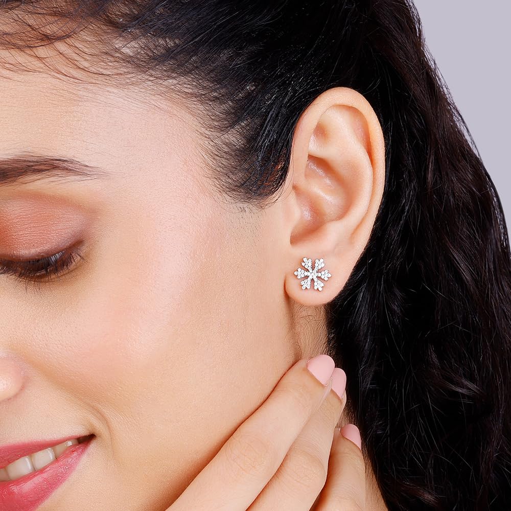 GIVA 925 Sterling Silver Zircon Snowflake Earrings for Women | Elegant Holiday & Christmas Gifts for Girlfriend, Wife, Daughter | Hypoallergenic Dangle Earrings with Certificate of Authenticity | Perfect for Parties, Weddings & Special Occasions