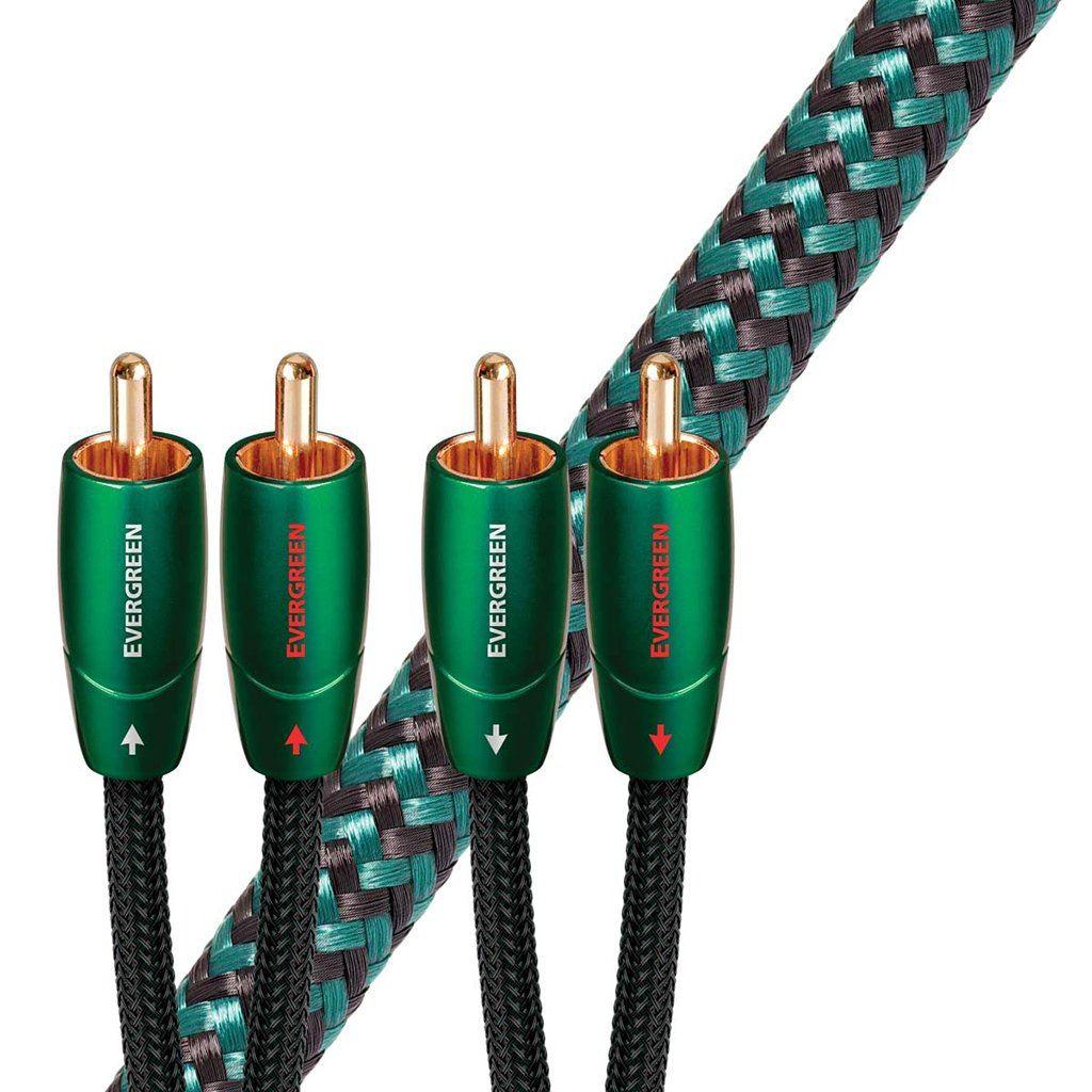 AudioQuest Evergreen RCA to RCA Analog Audio Cable - High-Quality Stereo Interconnect for Home Theater, Hi-Fi Systems & Turntables