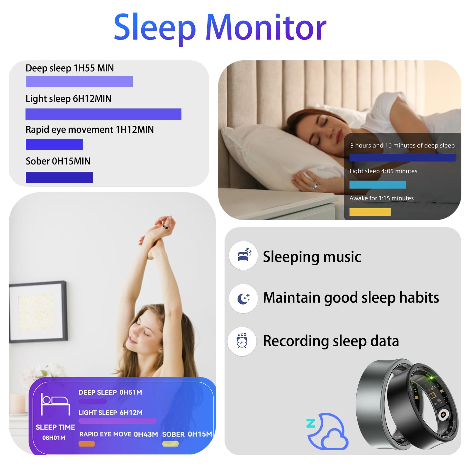 Ultra-Thin Smart Rings for Men & Women - Health & Fitness Tracker with Blood Oxygen, Heart Rate & Sleep Monitor | Waterproof Wearable Ring with Long Battery Life (Silver Gray, Size 10) | Perfect for Workouts, Sleep Tracking & Daily Activity Monitoring
