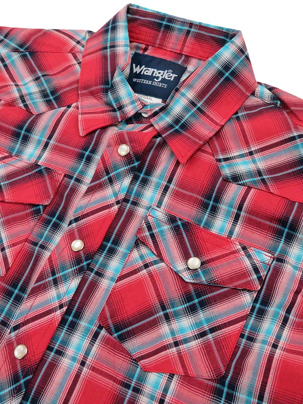 Kids Wrangler Western Plaid Snap Shirt - Short Sleeve Button-Up for Boys & Girls - Perfect for Rodeo, School & Outdoor Activities
