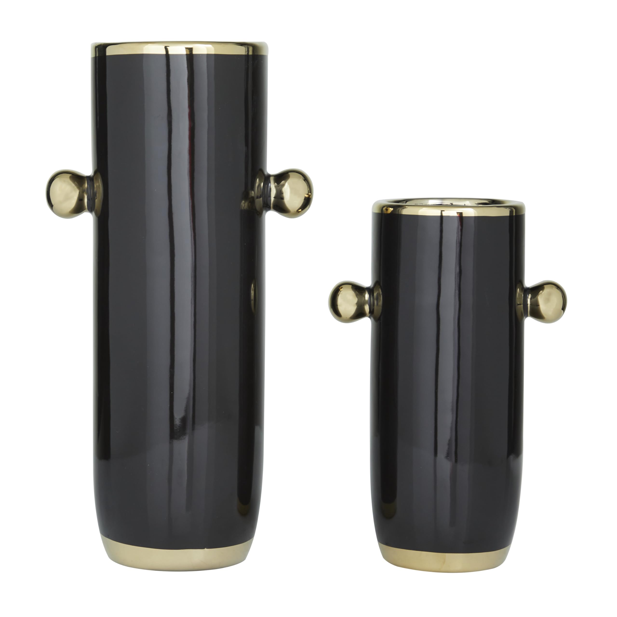Novogratz Ceramic Face Vase Set of 2 - Modern Decorative Vases with Gold Accents for Flowers, 16