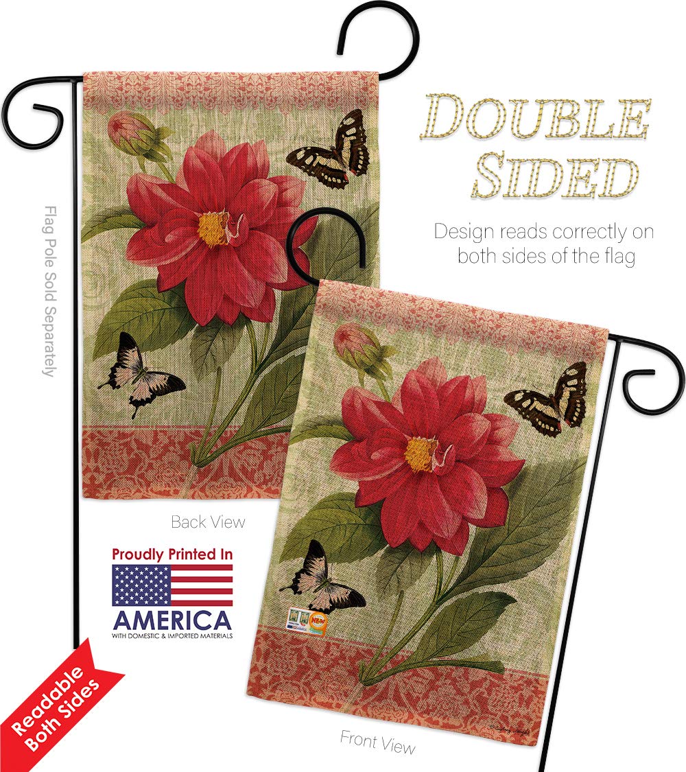 Double-Sided Floral Garden Flag Set - Dahlia, Sunflower, Tulip - Spring Yard Decor