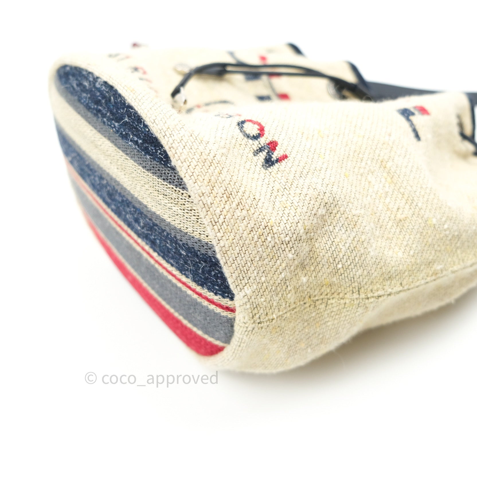 Chanel Canvas Deauville Drawstring Bag in Beige & Red - Luxury Tote for Women, Perfect for Beach, Travel & Everyday Use