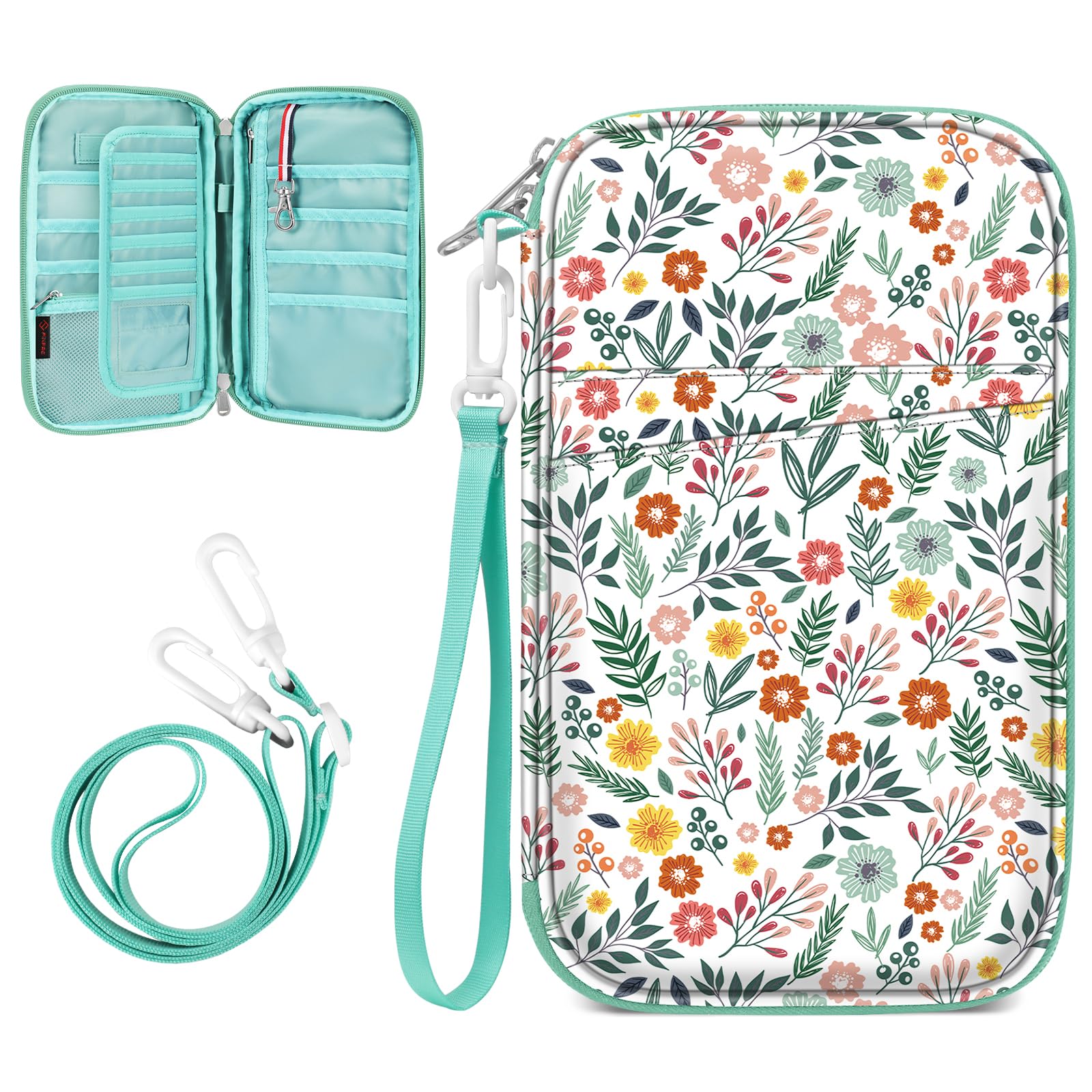 Fintie RFID Blocking Passport Holder for Family Travel - 6 Person Large Capacity Travel Document Organizer with Pen Holder & Keychain - Credit Card Case for Women & Men - Perfect for Airports, Vacations & Business Trips