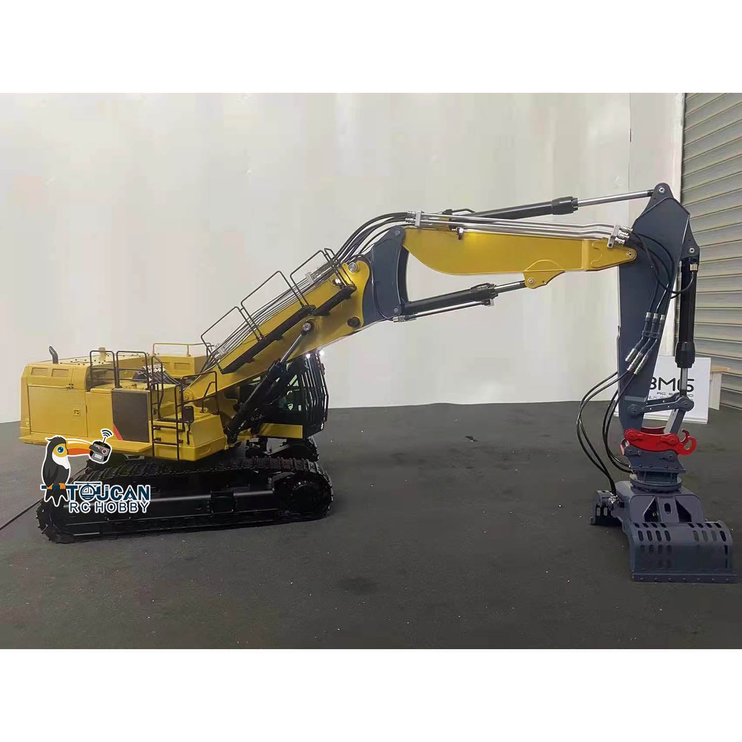 1/14 Scale RC Hydraulic Demolition Excavator Toy - 374 UHD 3-Section Boom RTR Digger with Flysky PL18EV Radio, Realistic Sound & Light System - Construction Site Simulation, Kids Outdoor Play, Collector's Model