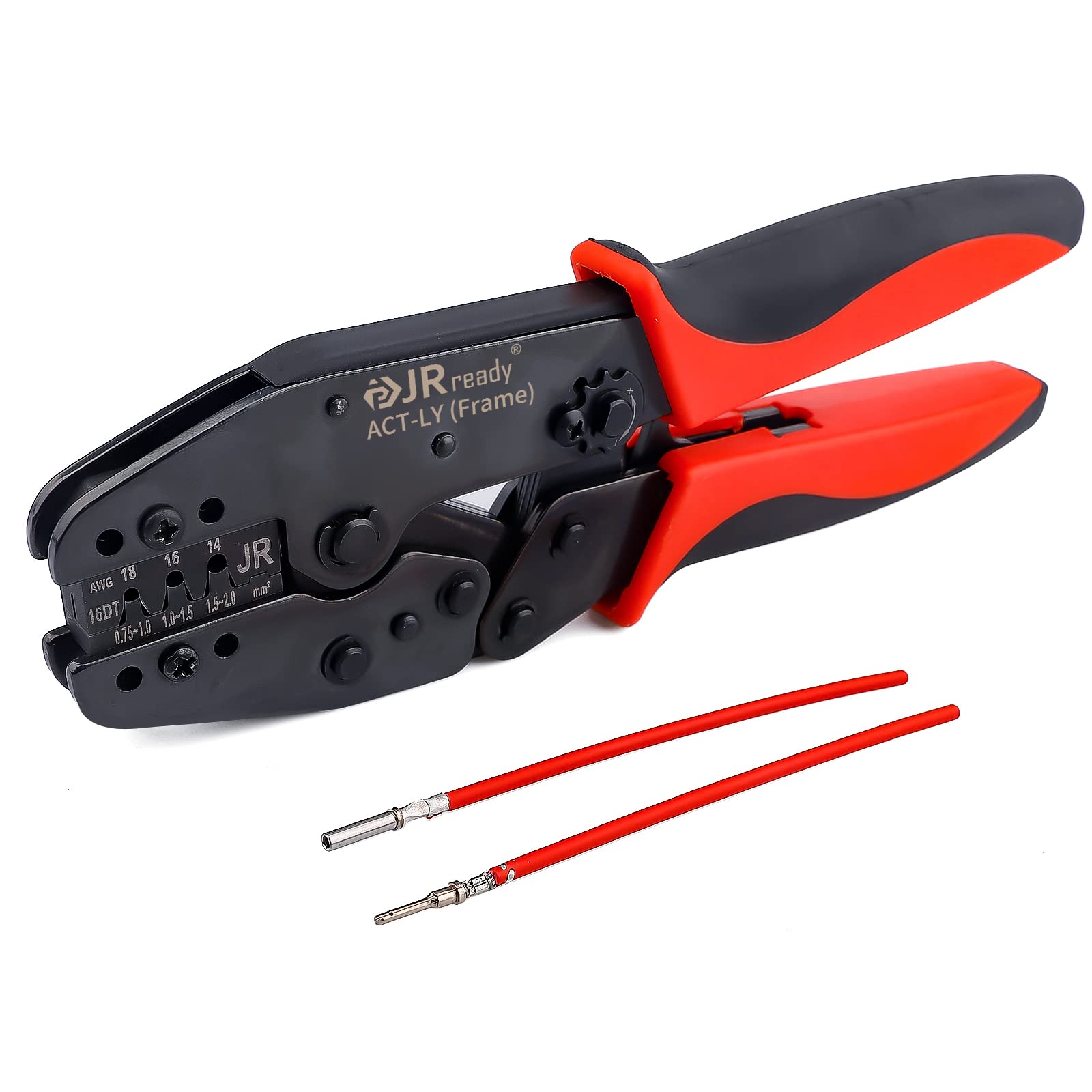 JRready ACT-LY-16DT Deutsch Crimp Tool - Professional Open Barrel Terminal Crimper for DT Connectors (16 Size, 18-14AWG) | Ideal for Automotive Wiring, Electrical Repairs & DIY Projects