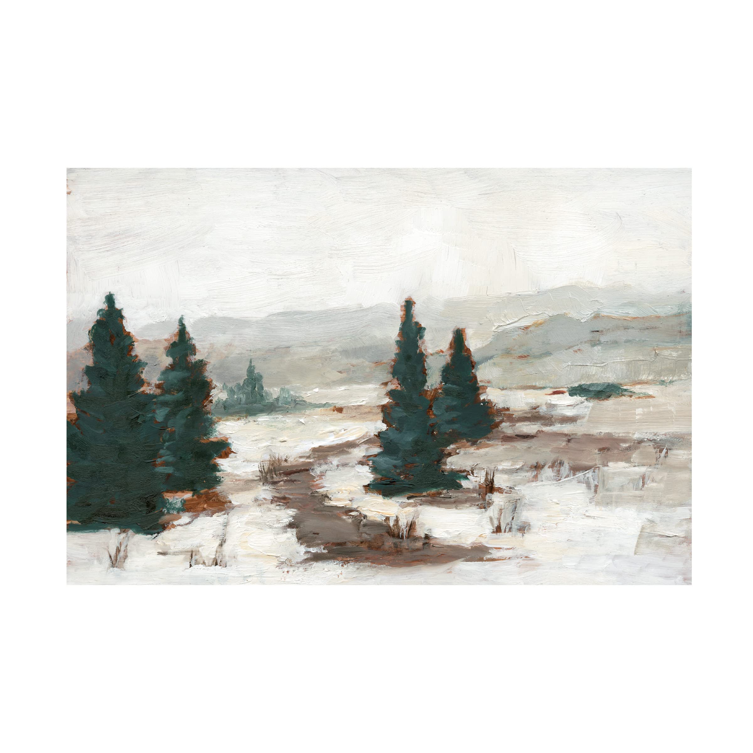 Ethan Harper 'Melting Snow I' Canvas Wall Art Print - 16x24 Inches Winter Landscape Painting for Living Room, Bedroom & Office Decor