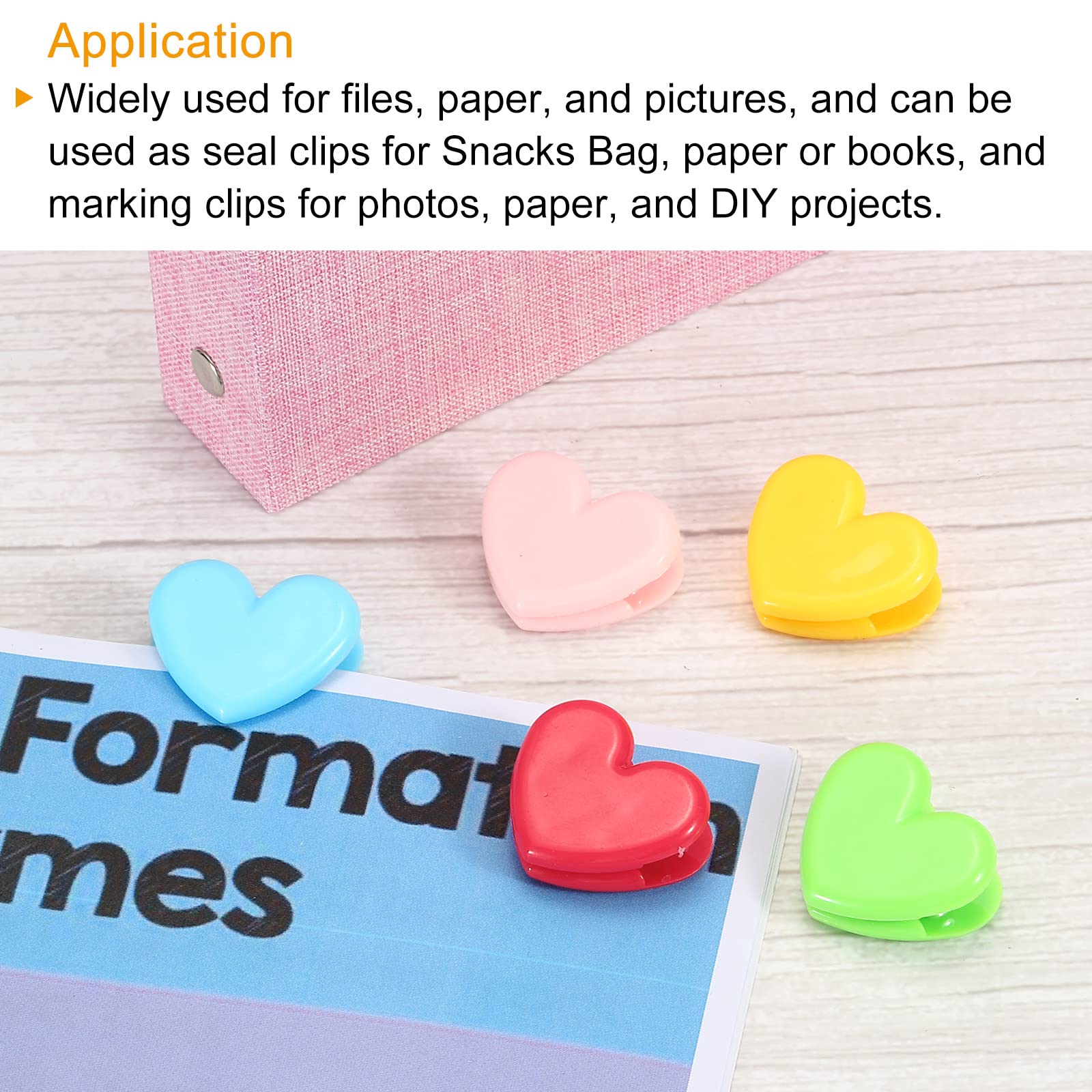 Heart-Shaped Bag Clips 30Pcs - Snack Sealer Clamps for Coffee, Office & Photos - Purple