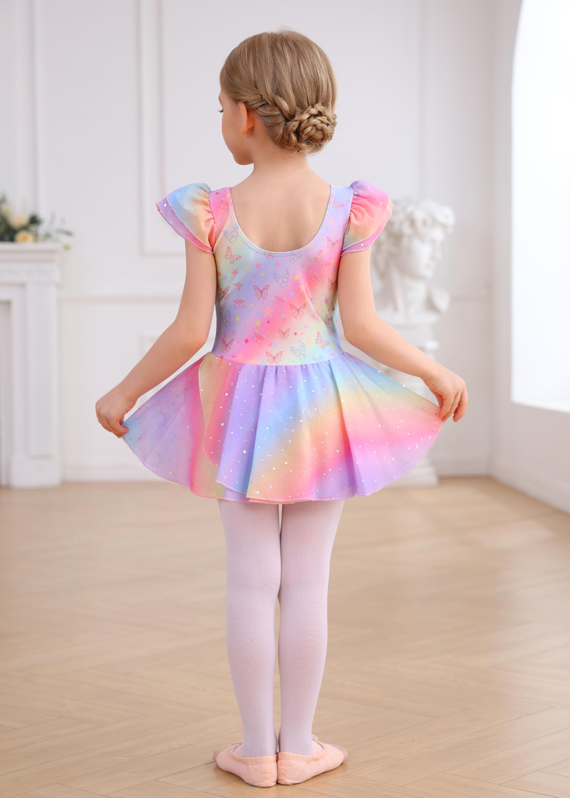 Toddler Ballet Leotard with Skirt - Girls Dance Outfit for Ballet & Gymnastics | Classic Short Sleeve Ballerina Dress for Recitals & Practice