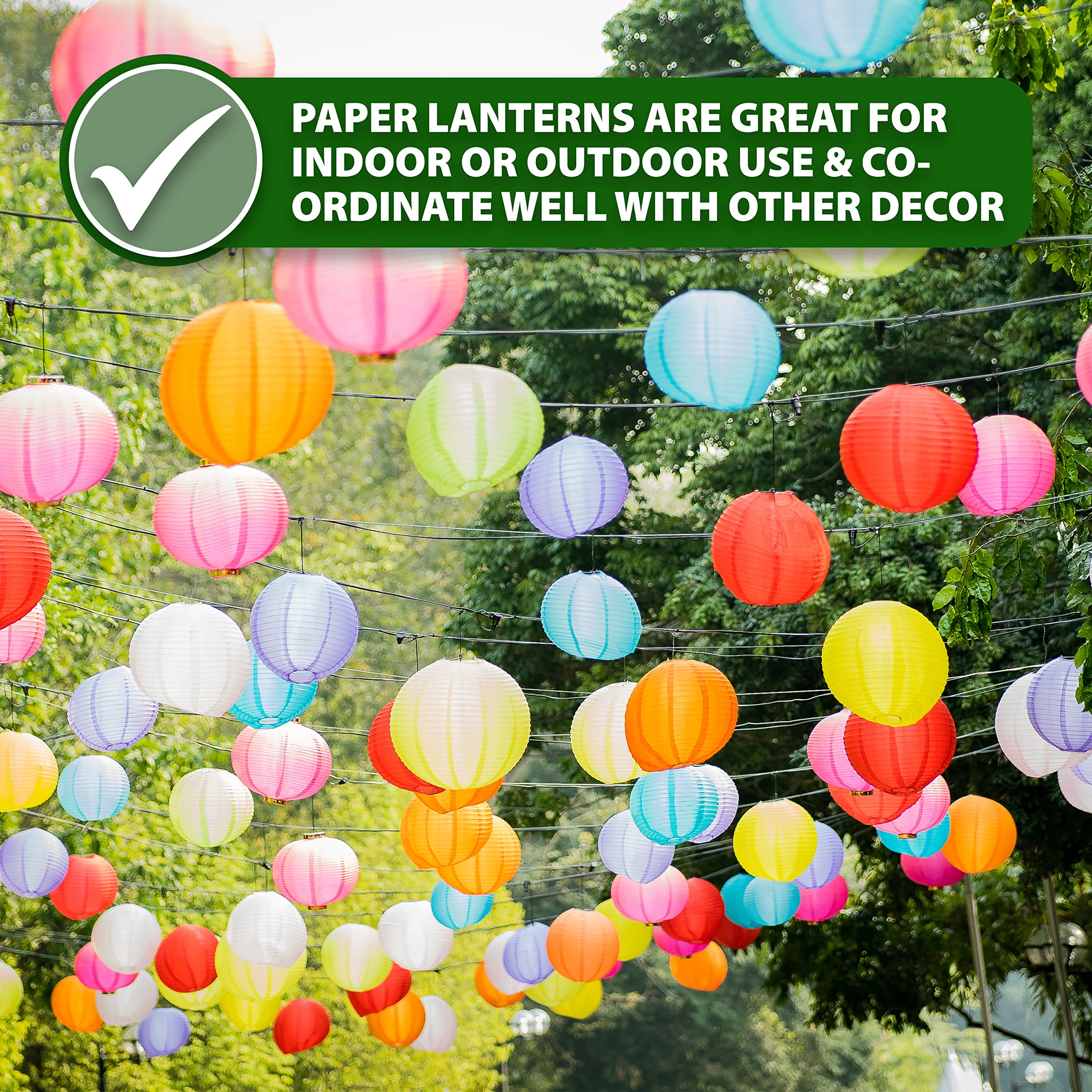LED Paper Lanterns - 12 Inch Pink Round Hanging Lamps (10 Pack) - Chinese & Japanese Style Decorative Lighting for Weddings, Parties, Garden & Home Decor