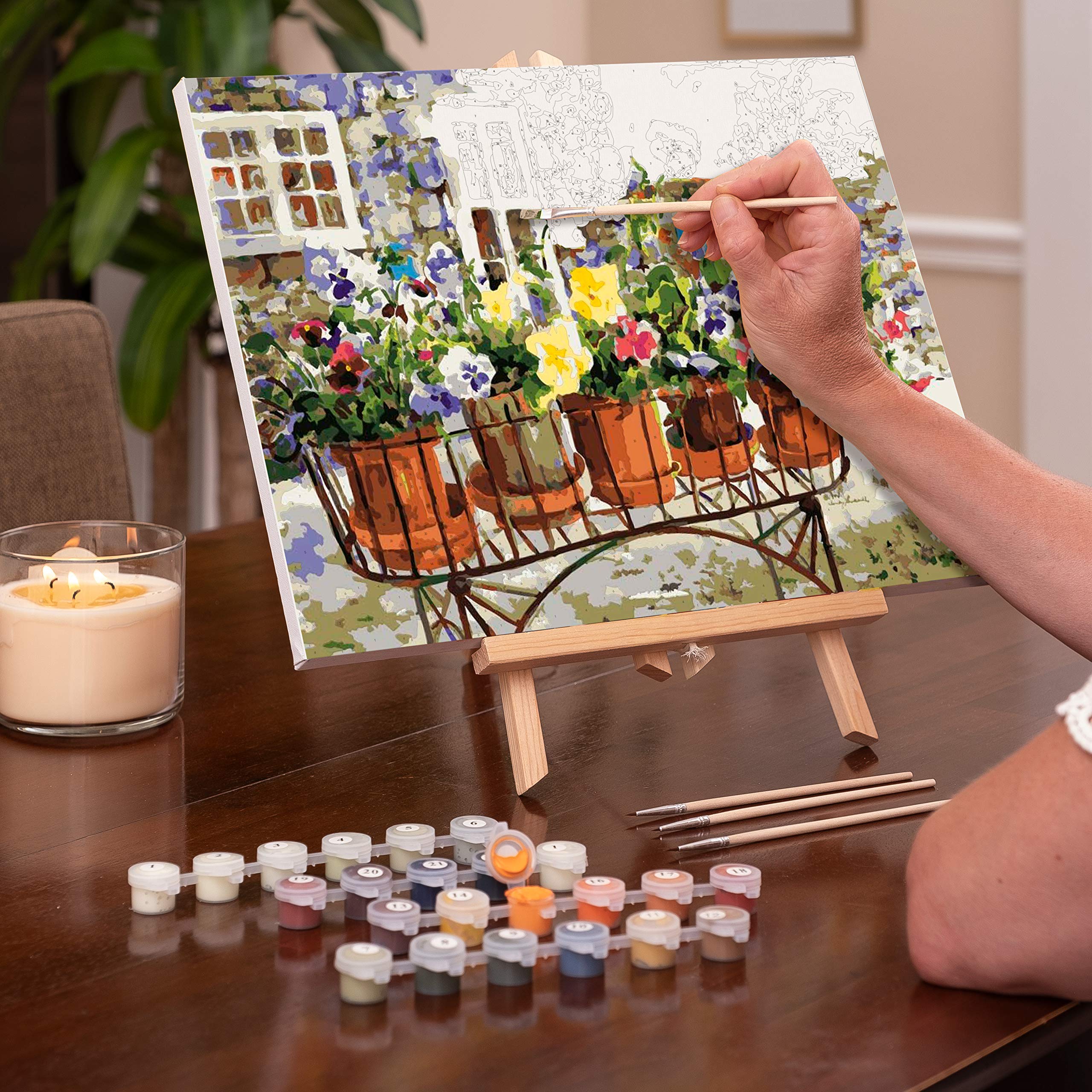 Ledgebay Paint by Numbers Kit for Adults - Beginner to Advanced DIY Art Set with Ritas Pansies Design, 12