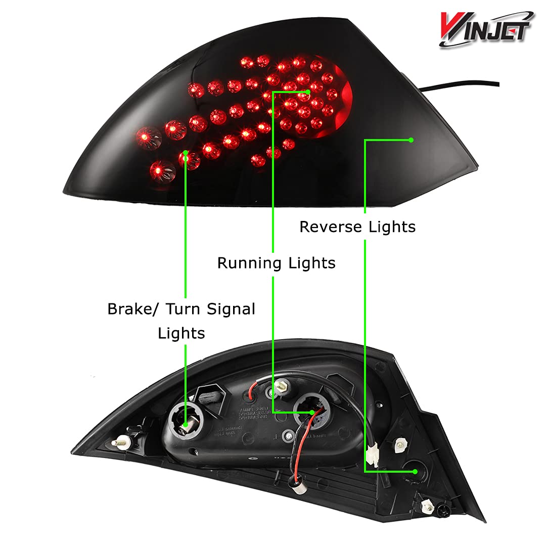 Winjet LED Tail Lights Assembly for 2000-2005 Mitsubishi Eclipse - Pair with LED Turn Signal, Brake Lights & DRL - High-Definition Lenses - Passenger & Driver Side - Perfect for Night Driving & Car Customization