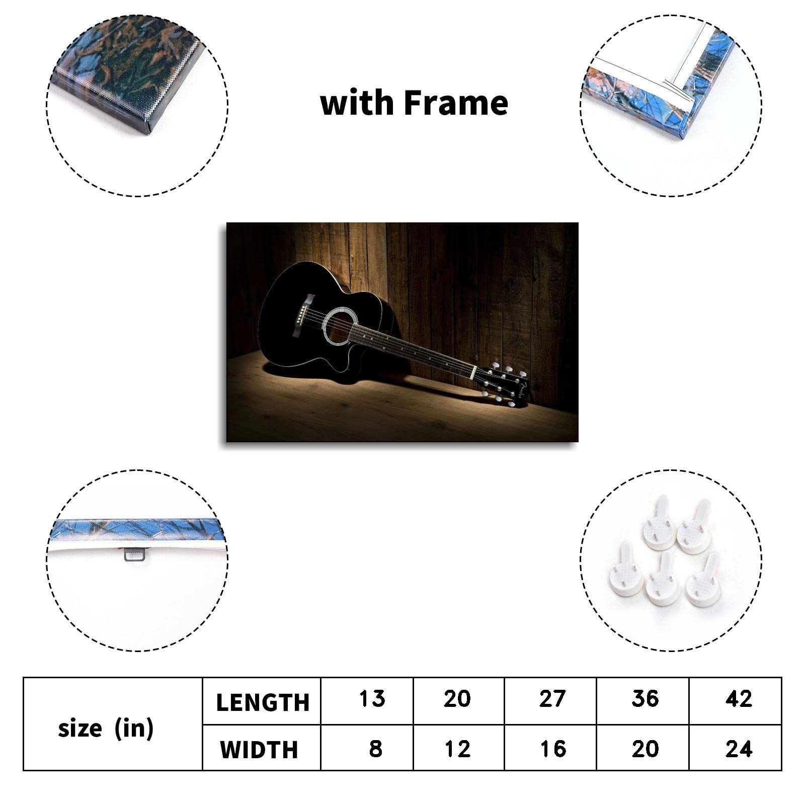 42x24 Inch Framed Guitar Canvas Wall Art - Music Themed Poster Print for Living Room, Bedroom Decor - Perfect for Music Lovers & Home Office Decoration