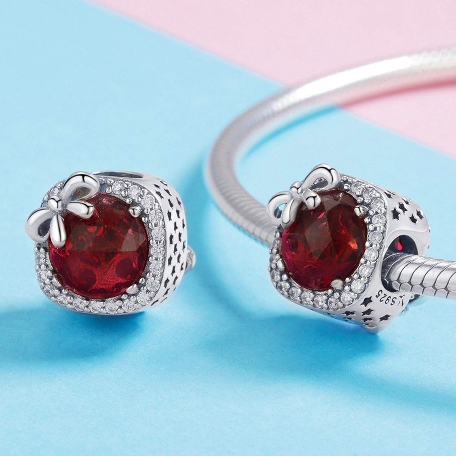 MUERDOU Birthstone Charm - Elegant Bowknot Crystal Pendant for Bracelets & Necklaces | Perfect Birthday Gift, Anniversary Present & Jewelry Making | Ideal for Women's Fashion Accessories & Personalized Gifts