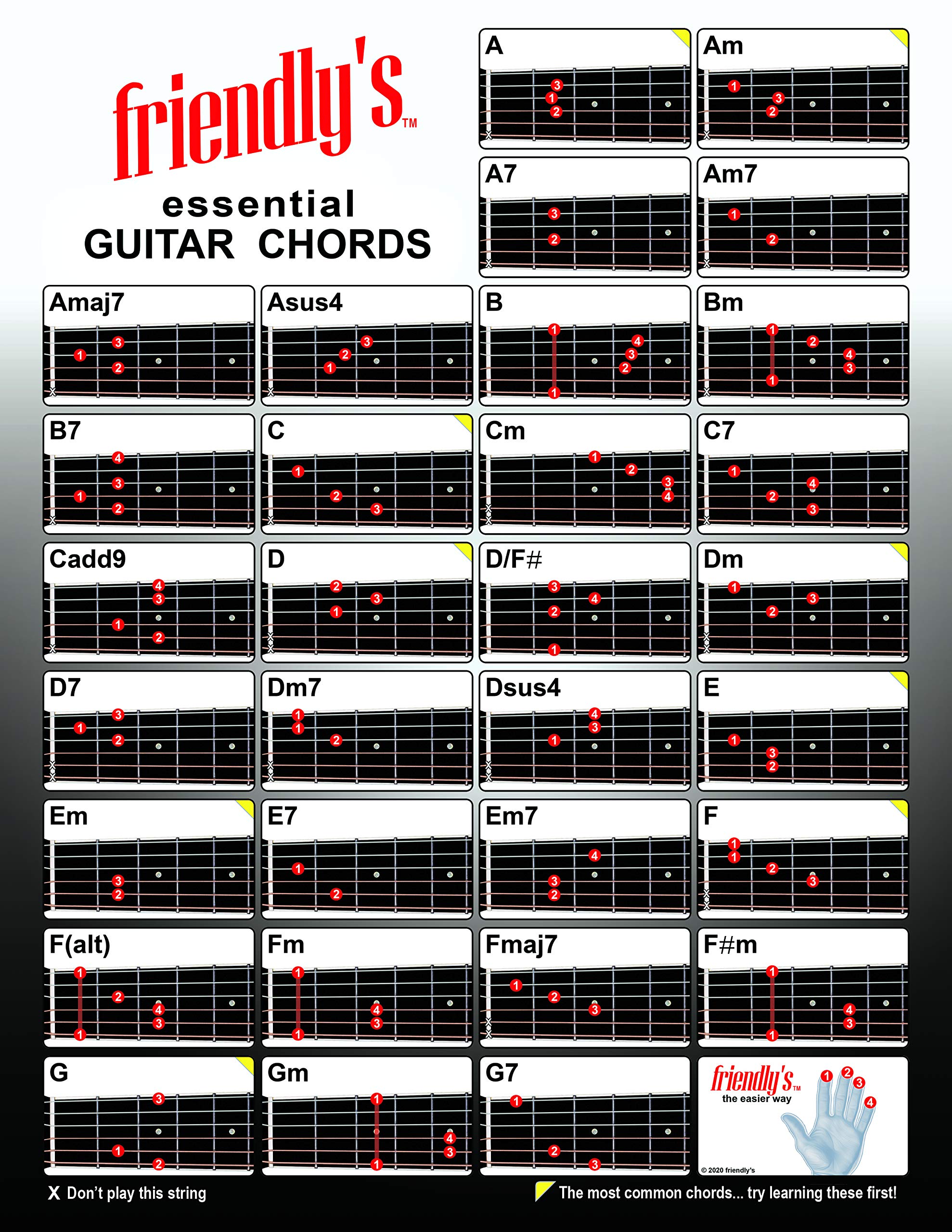 Guitar Chord Chart - Essential Guitar Cheat Sheet with Most Common Chords | 8.5x11 Inch Durable Laminated Low-Glare Sheet | Perfect for Beginners & Practice Sessions | Portable Guitar Learning Tool for Home, Studio & Travel