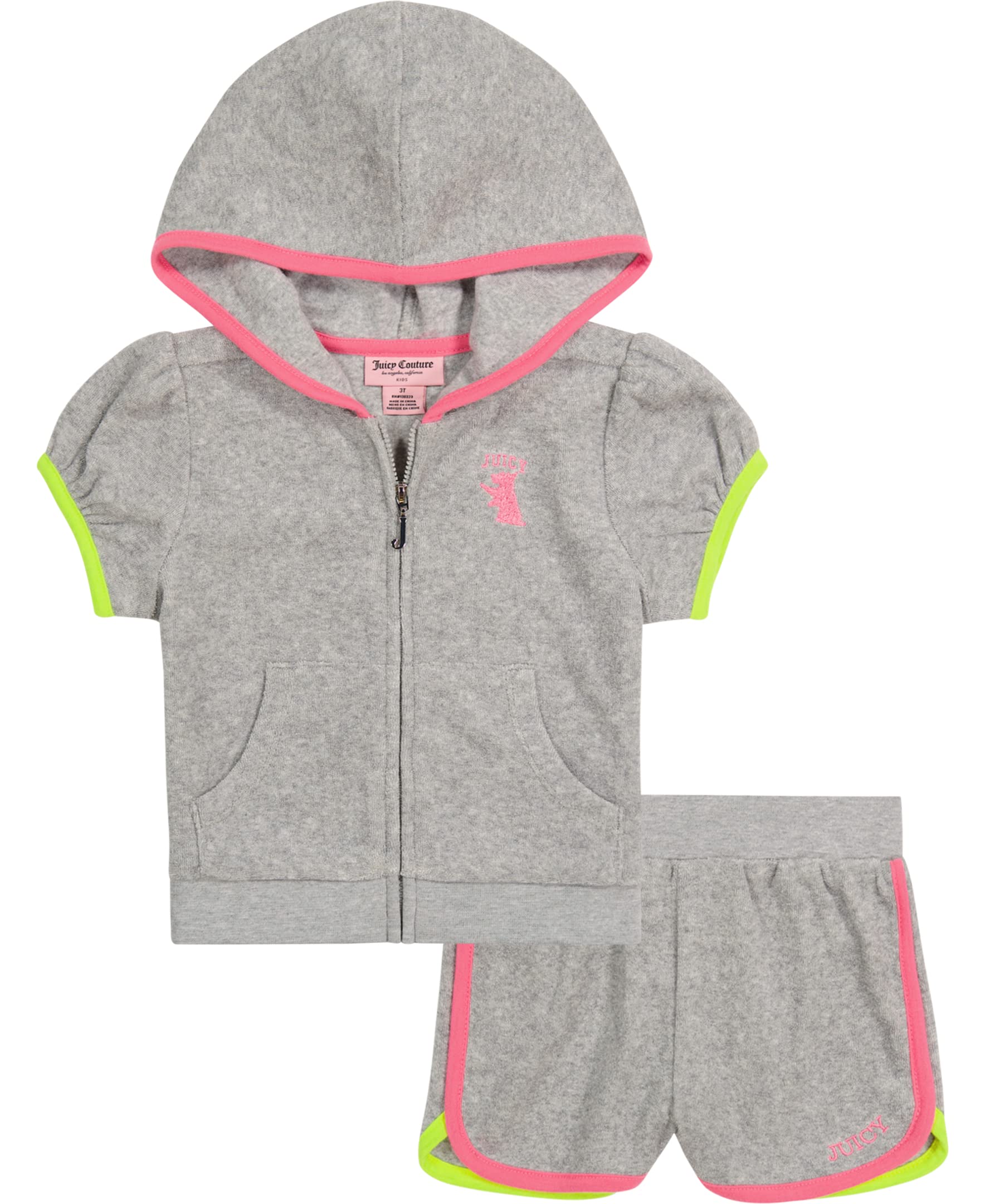 Juicy Couture Boys 2-Piece Hooded Terry Cloth Lounge Set - Soft & Cozy Toddler Outfit for Playdates & Home Relaxation