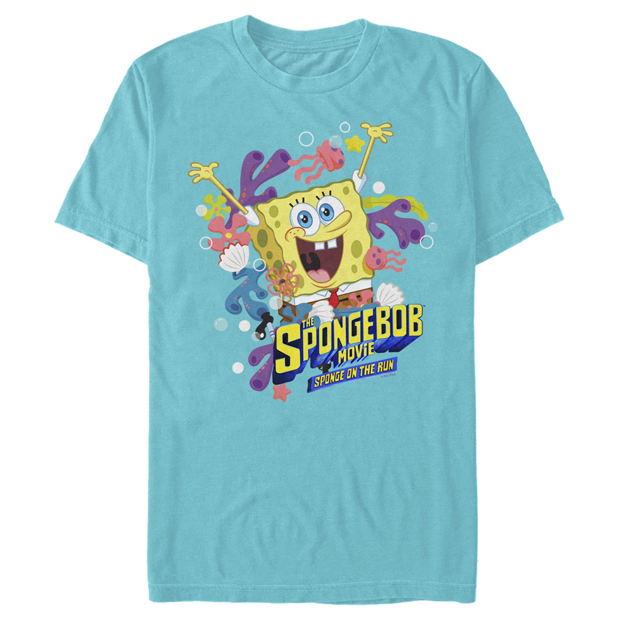 SpongeBob SquarePants Men's Graphic T-Shirt | Sponge on The Run Ocean Celebration Tee | Casual Wear, Cosplay & Fan Gifts