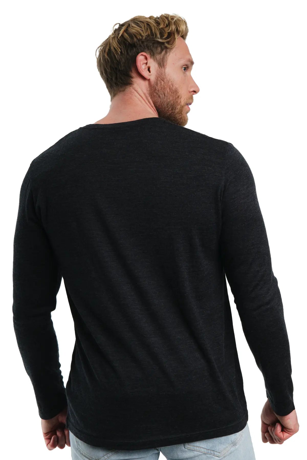 Premium Men's Merino Wool Long Sleeve Shirt - 165 GSM Charcoal Grey - Warm & Breathable Base Layer for Hiking, Camping & Winter Outdoor Activities